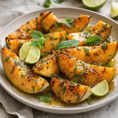 Melon rôti au citron vert et menthe : recette facile