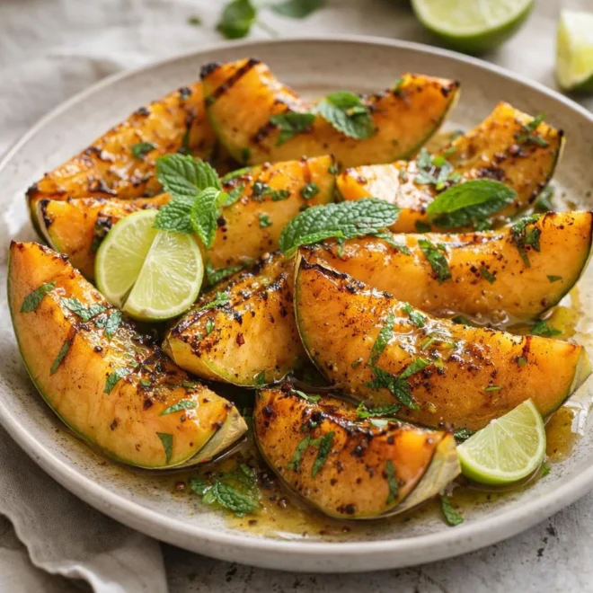 Melon rôti au citron vert et menthe : recette facile