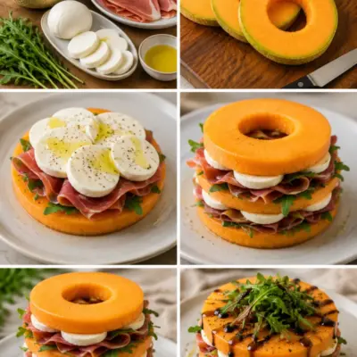 Melon rôti farci au chèvre miel et noix
