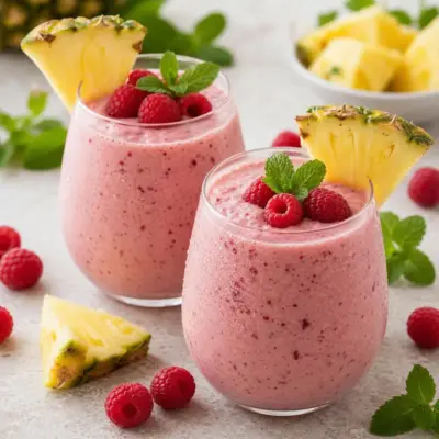 Milk-shake Fraise–Ananas à la Crème de Coco (sans cuisson)