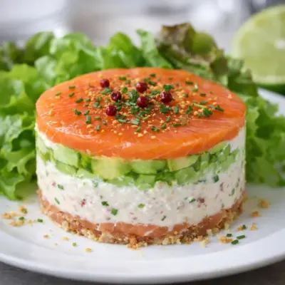 millefeuille de saumon fumé avocat : crème citronnée