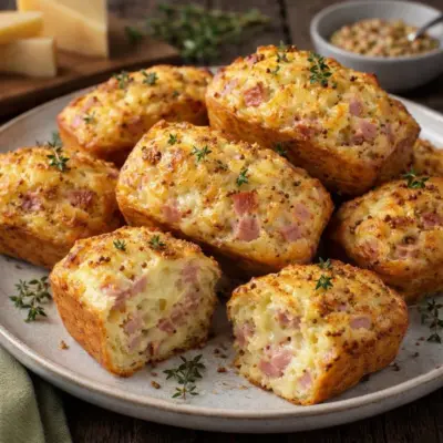 Mini cakes au jambon comté moutarde à l’ancienne