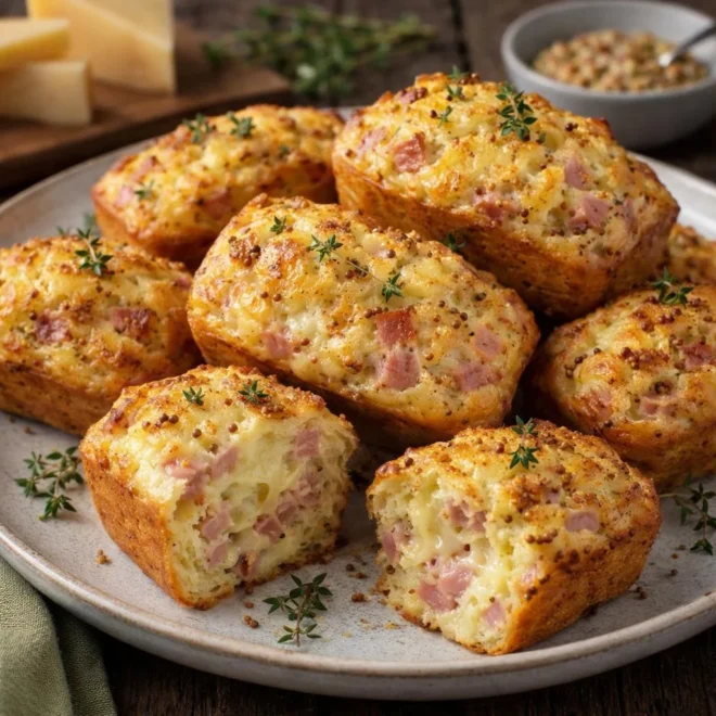 Mini cakes au jambon comté moutarde à l’ancienne