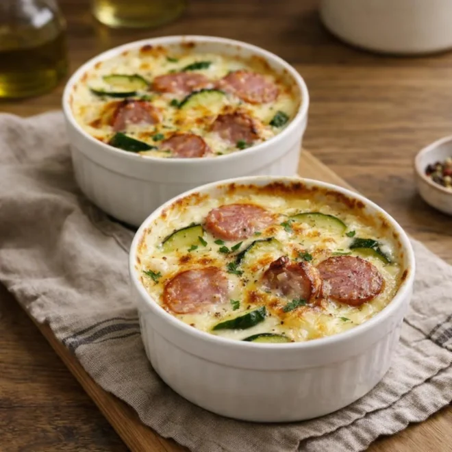Mini gratins de courgettes à la saucisse de Montbéliard