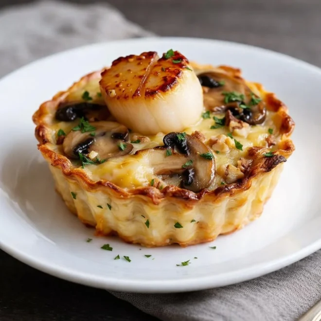 Mini quiches aux noix et champignons: apéritif chic