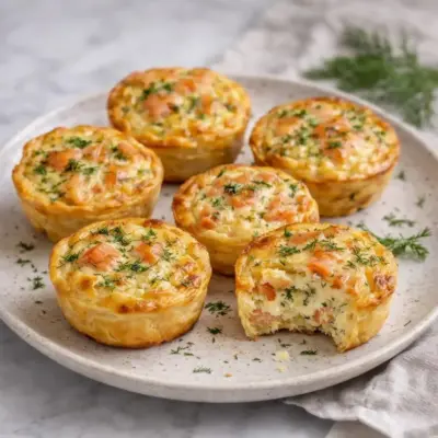 Mini quiches au saumon aneth au four, moelleuses