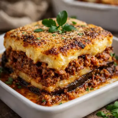 Moussaka grecque facile : aubergines et gratin doré