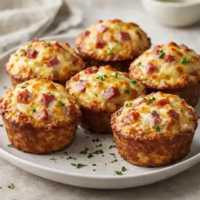 Muffins croustillants au jambon et fromage
