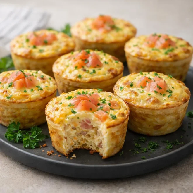 Muffins de quiche aux dés de jambon et au comté (moelleux et fondants)