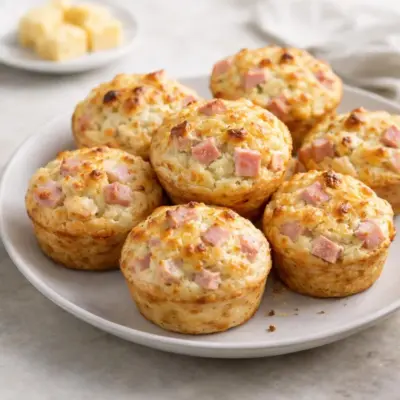 Recette muffins salés au poulet, jambon et emmental