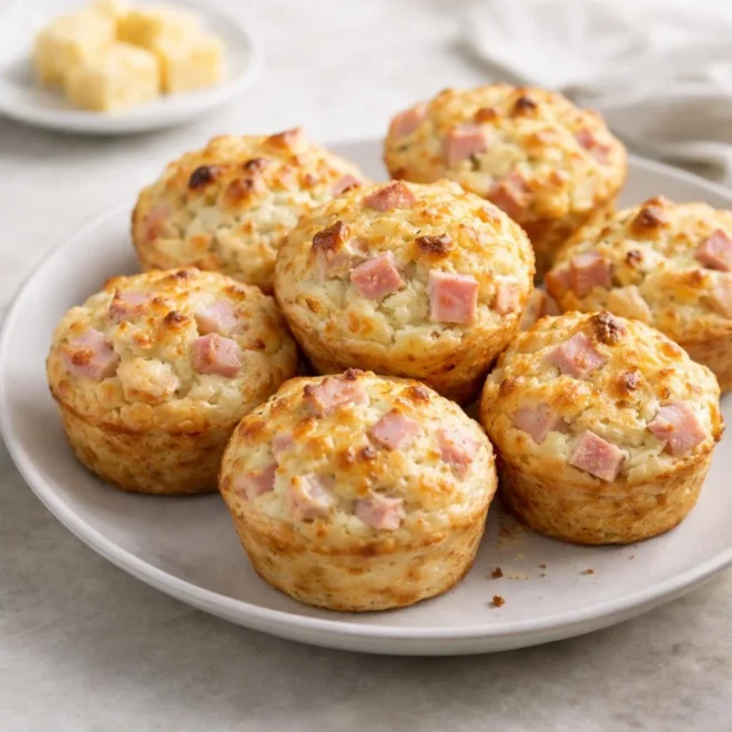 Recette muffins salés au poulet, jambon et emmental