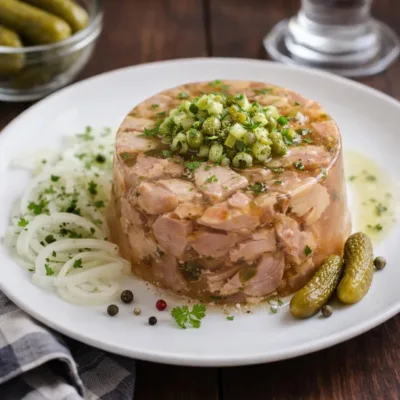 Museau de porc vinaigrette en gelée : entrée froide