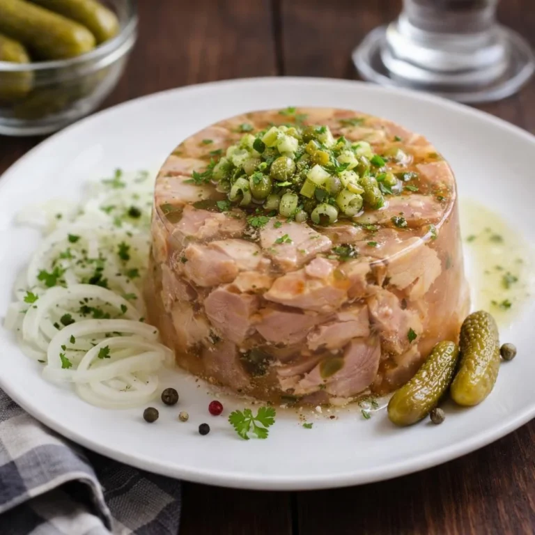 Museau de porc vinaigrette en gelée : entrée froide