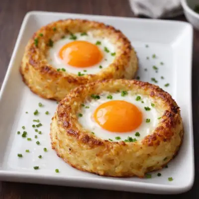 Nids de pommes de terre aux œufs : croustillants & filants