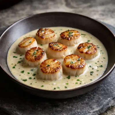 Recette noix de Saint-Jacques à la crème (ail, vin blanc)