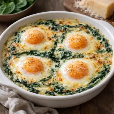Œufs à la florentine gratinés : épinards & crème