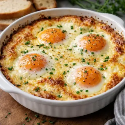 Œufs au four à la crème et fromage gratinés