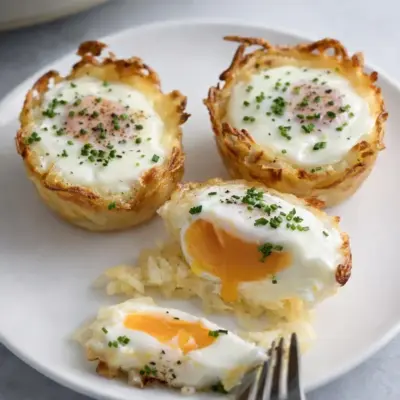 Œufs cocotte au four : nids de pommes de terre
