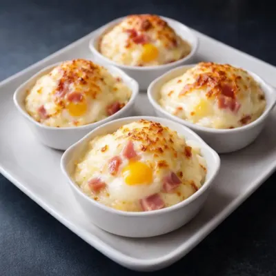 Œufs cocotte à la béchamel jambon fromage gratiné