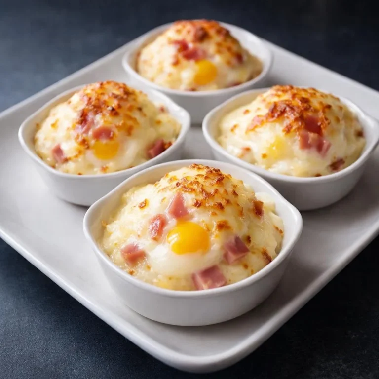 Œufs cocotte à la béchamel jambon fromage gratiné