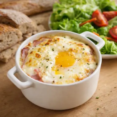 Œufs cocotte express au jambon, jaune coulant