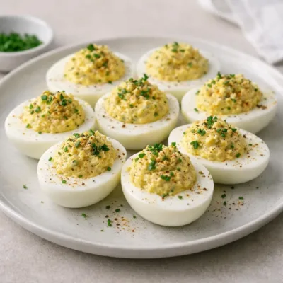 Œufs durs farcis à la moutarde et au curry
