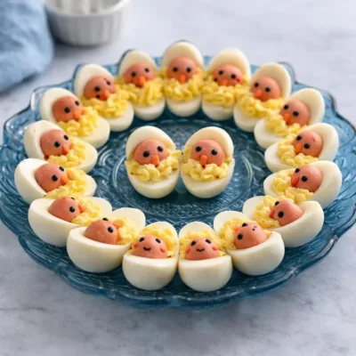 Œufs mimosa bébé : œufs durs farcis façon adorable
