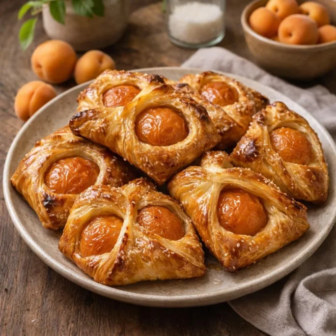 Oranais aux abricots, feuilleté doré à l’abricot confit et au sirop léger