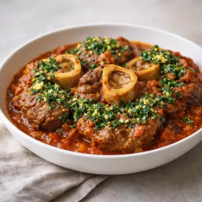 Osso bucco de veau mijoté au vin rouge