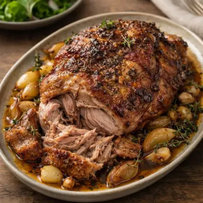 Palette de porc confite au four : fondante et dorée