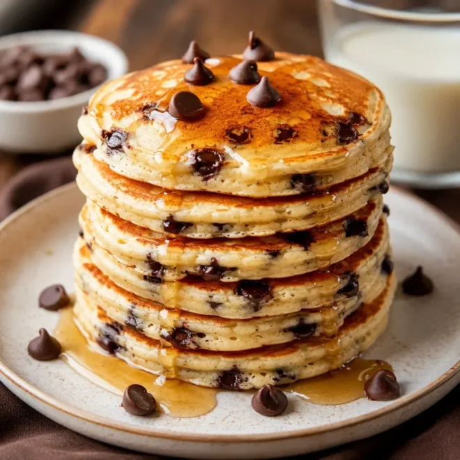 Pancakes aux pépites de chocolat moelleux