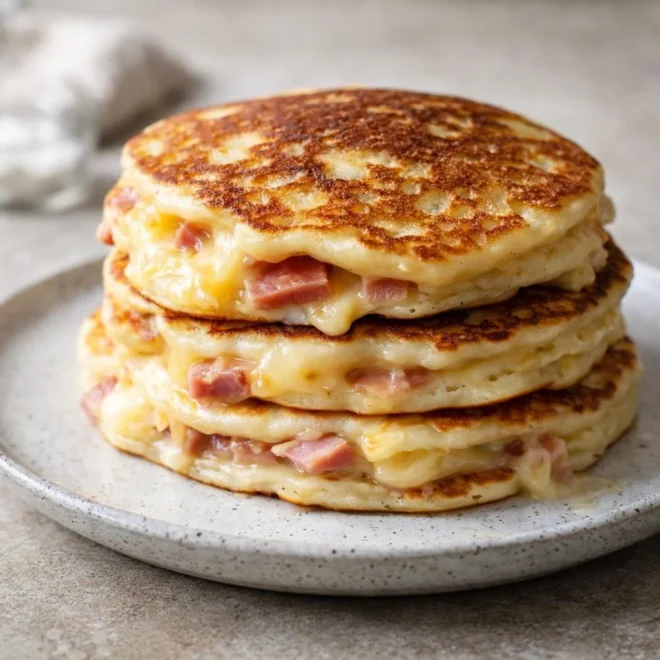 Pancakes salés au jambon et fromage « Trio Gourmand » fondant