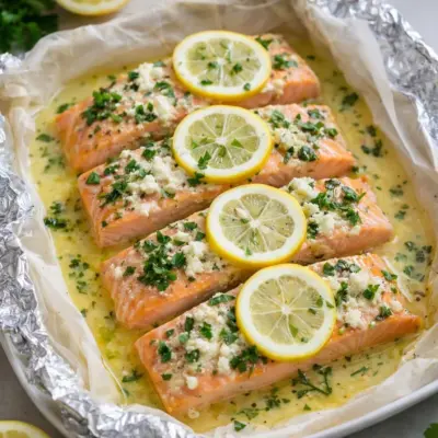 Papillotes de saumon au chèvre : citron et herbes