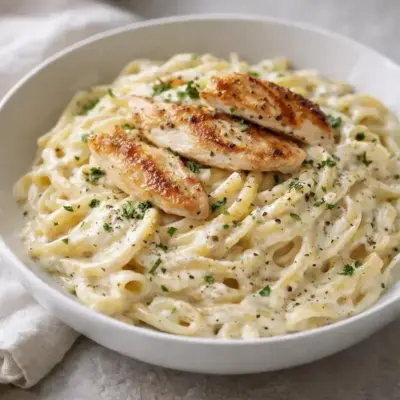 pâtes au poulet et sauce crémeuse au Boursin