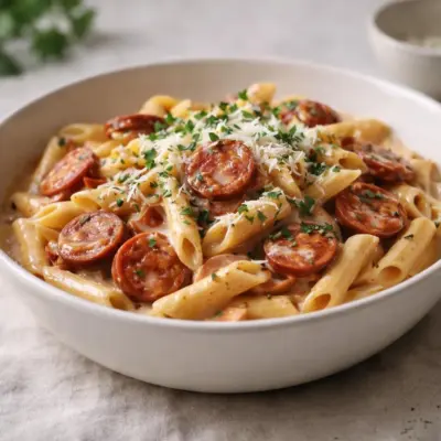 Recette pâtes crémeuses au chorizo (parmesan & persil)