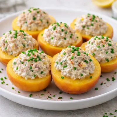 Pêches farcies au thon et au citron : recette express