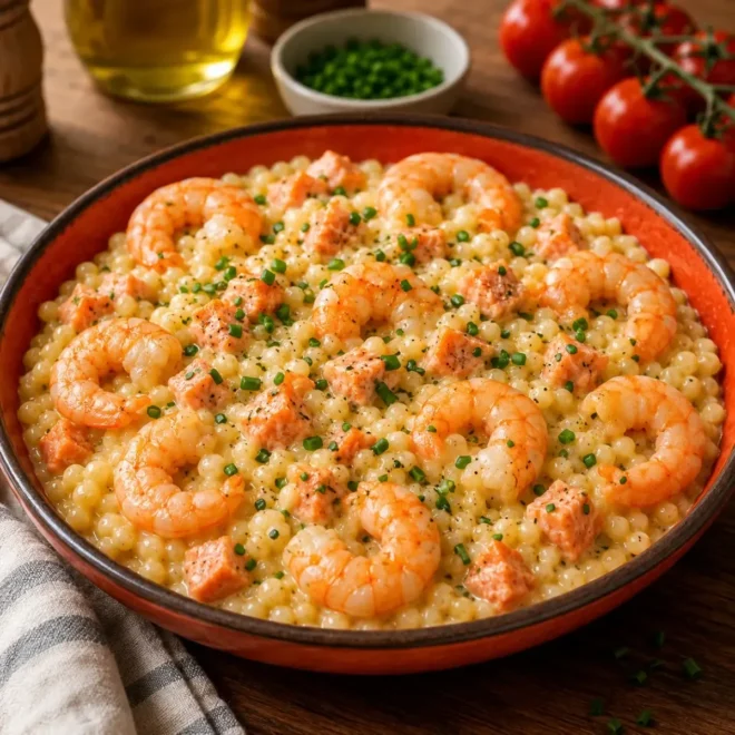 Perles Crémeuses aux Crevettes et Saumon