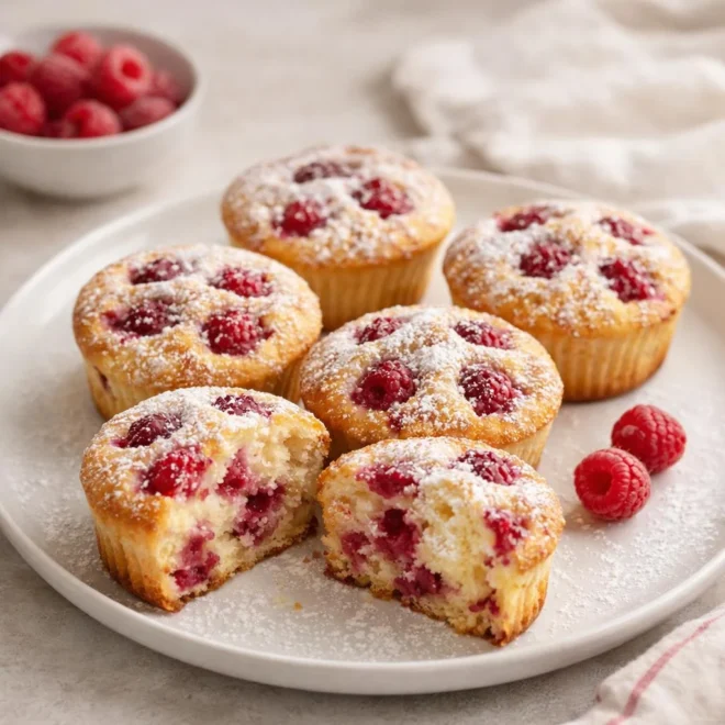Petits moelleux au yaourt et framboises (muffins)