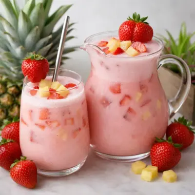 Piña colada grenadine : cocktail ananas rosé crémeux