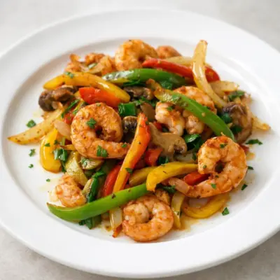 Poêlée de crevettes aux trois poivrons : recette rapide