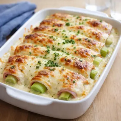 Poireaux gratinés au jambon et comté : recette facile