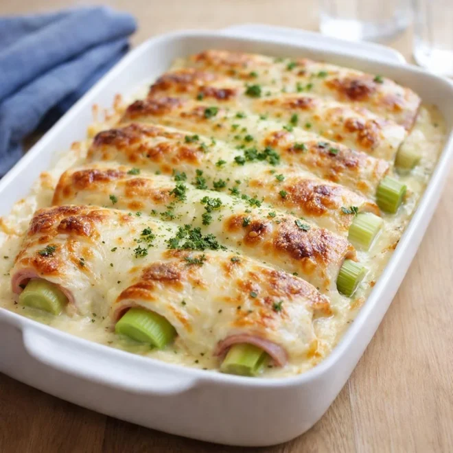 Poireaux gratinés au jambon et comté : recette facile
