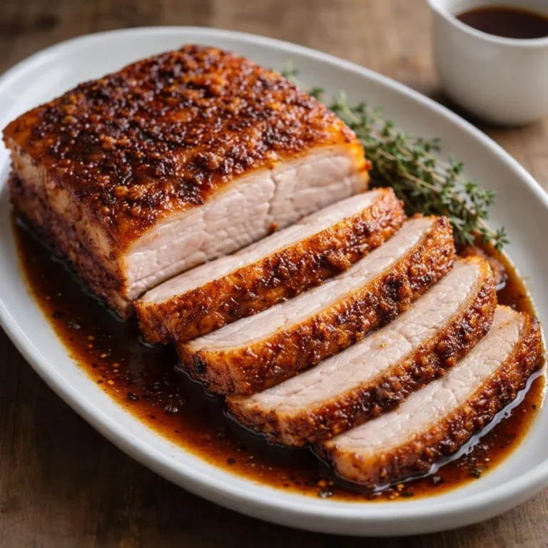 Poitrine de porc croustillante au four : peau caramélisée