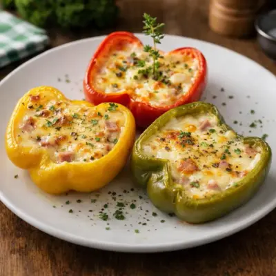 Poivrons farcis jambon camembert au four