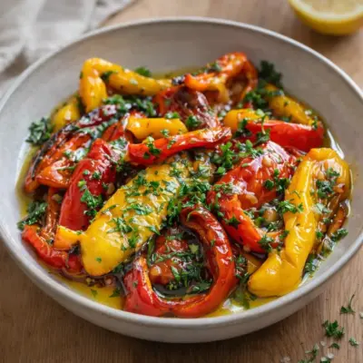 Poivrons grillés marinés au citron : recette facile
