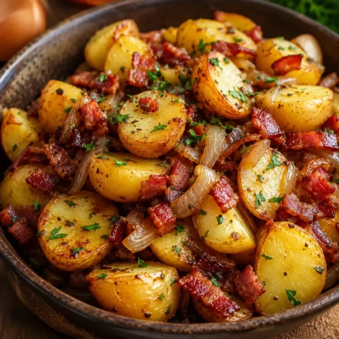 Pommes de Terre Sautées aux Lardons et Oignons : la Recette Familiale Dorée et Gourmande