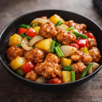 Porc aigre doux aux légumes et ananas
