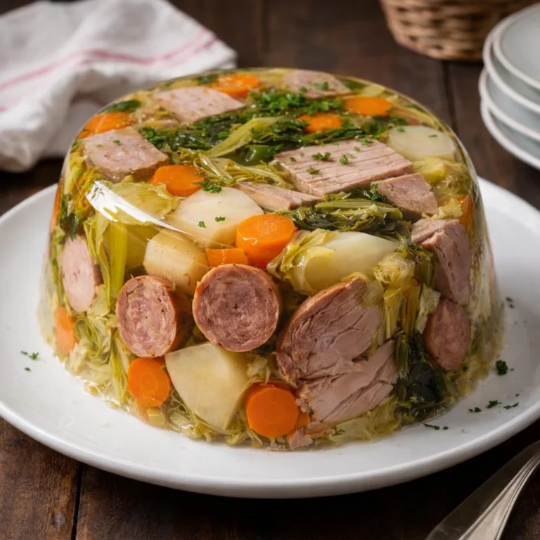 Potée auvergnate froide en gelée : légumes & saucisses