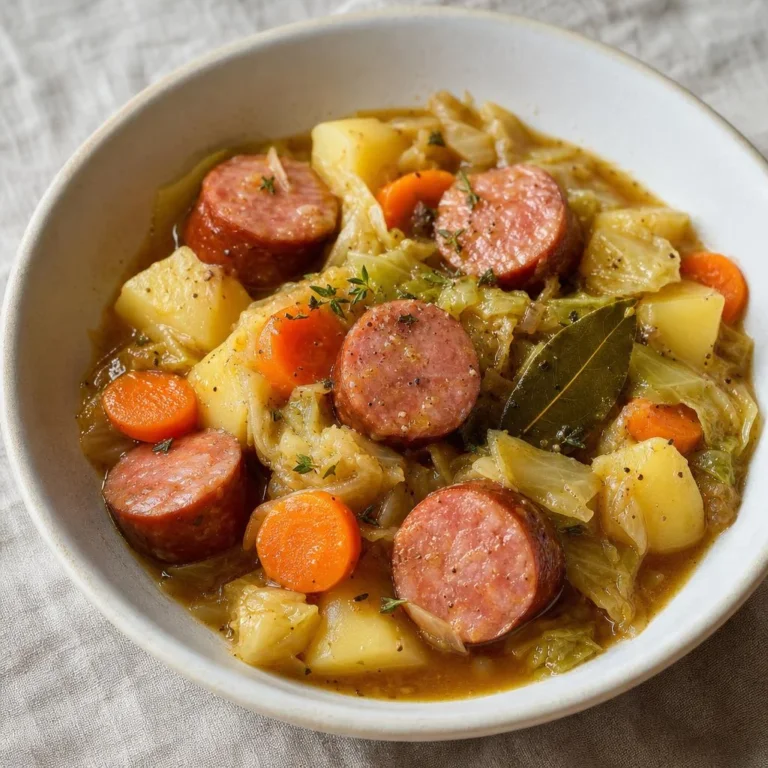 Potée rustique aux saucisses et légumes de saison, pommes de terre et carottes