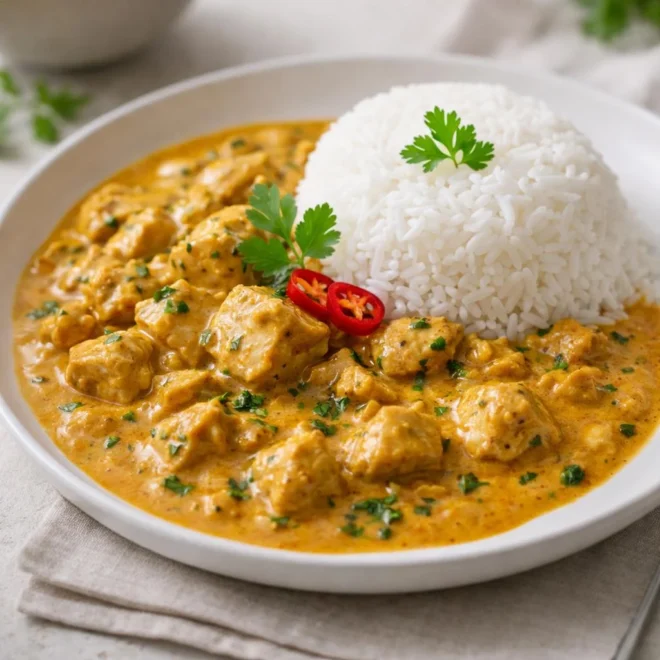 Poulet à la crème et aux épices façon curry (au lait de coco)